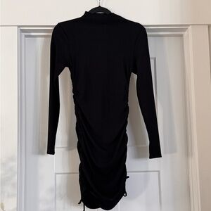Almost Famous Black Ruched Long Sleeve Dress